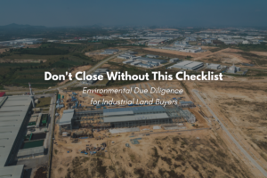 Environmental due diligence checklist graphic for industrial land buyers